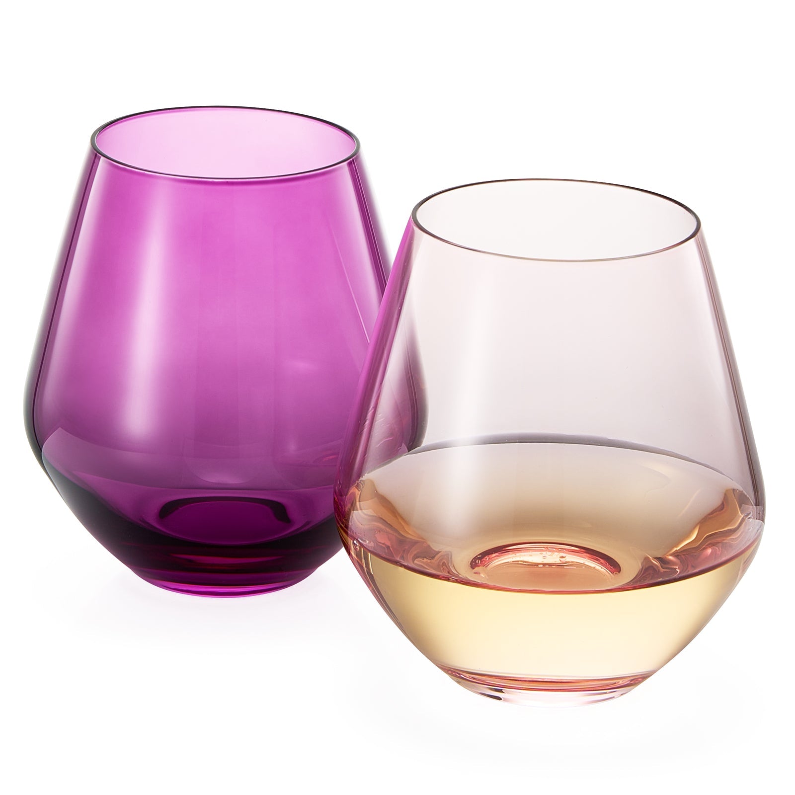 Amethyst Rose Colored Wine Glasses For Everyday Girlfriend Wife Valentines Day Set Of 2 Large 16 Oz