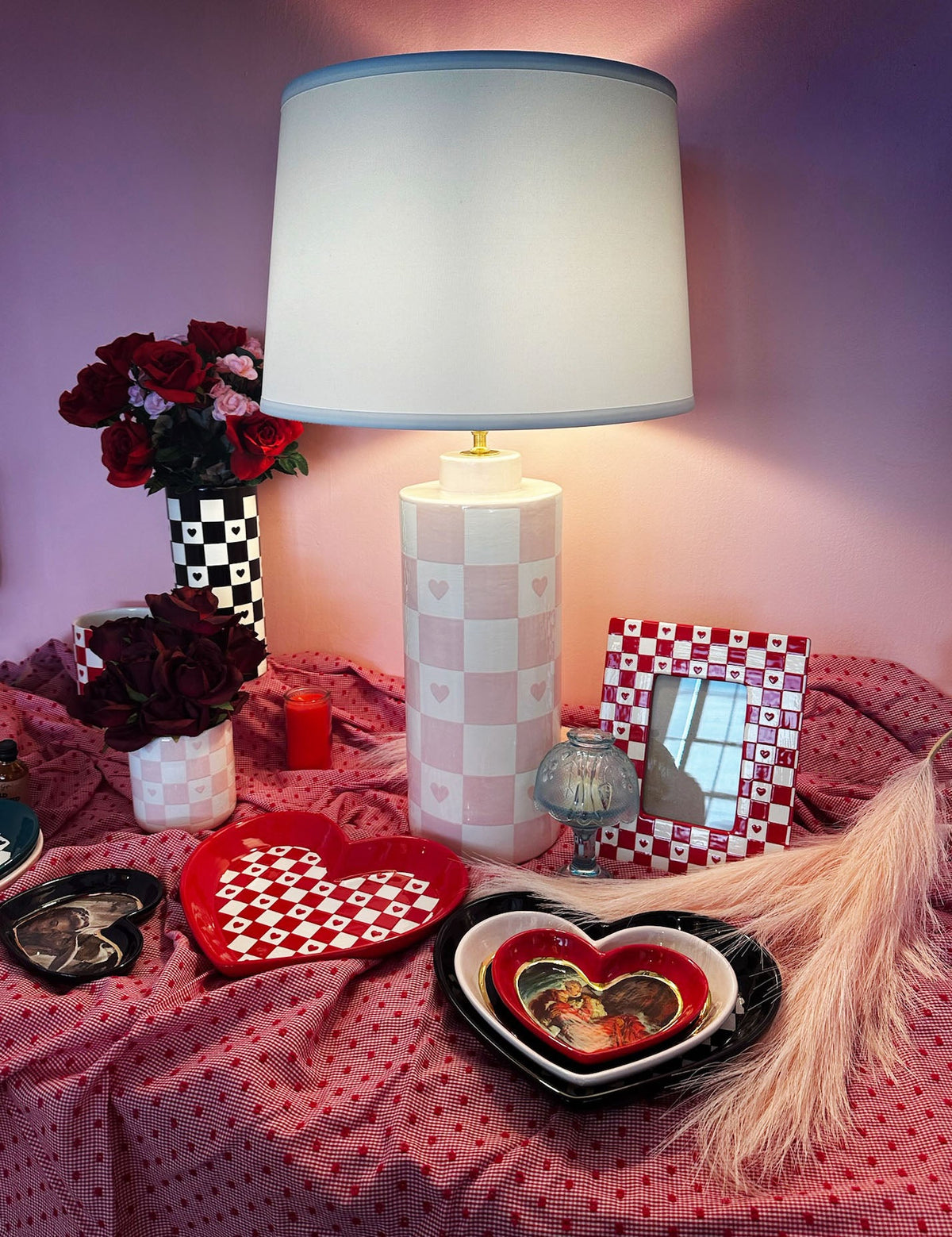 Checkered Heart Vase