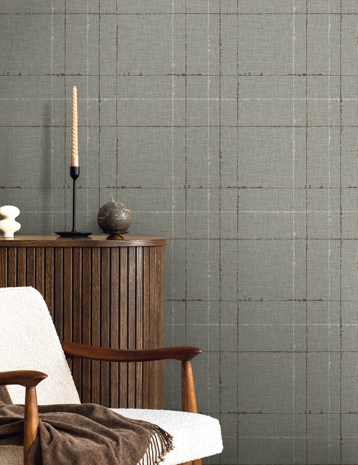 Fibers and Threads Gorton Plaid Embossed Vinyl Unpasted Wallpaper