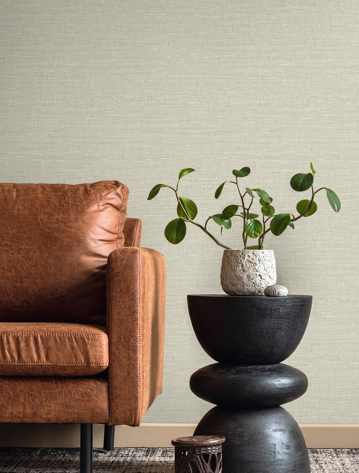 Fibers and Threads Wilslow Faux Weave Embossed Vinyl Unpasted Wallpaper
