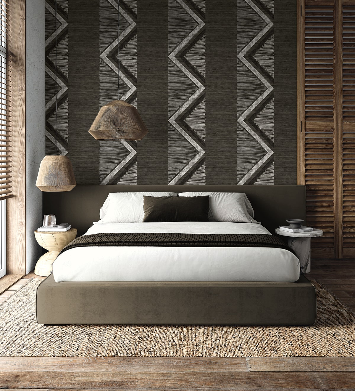 Fibers and Threads Beswick Chevron Nonwoven Unpasted Wallpaper