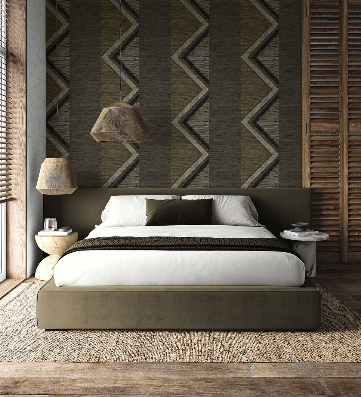 Fibers and Threads Beswick Chevron Nonwoven Unpasted Wallpaper