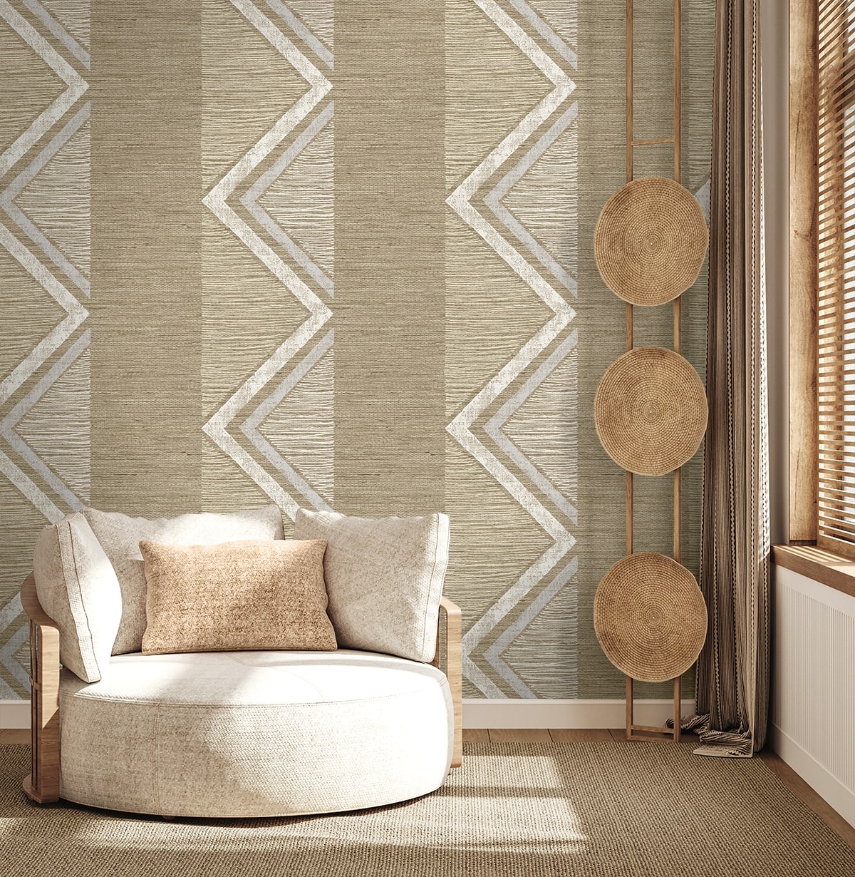 Fibers and Threads Beswick Chevron Nonwoven Unpasted Wallpaper