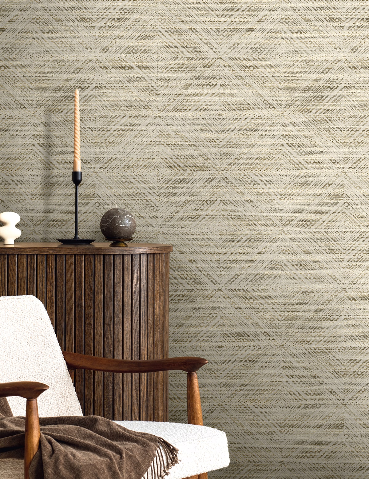 Fibers and Threads Leigh Diamond Geometric Nonwoven Unpasted Wallpaper