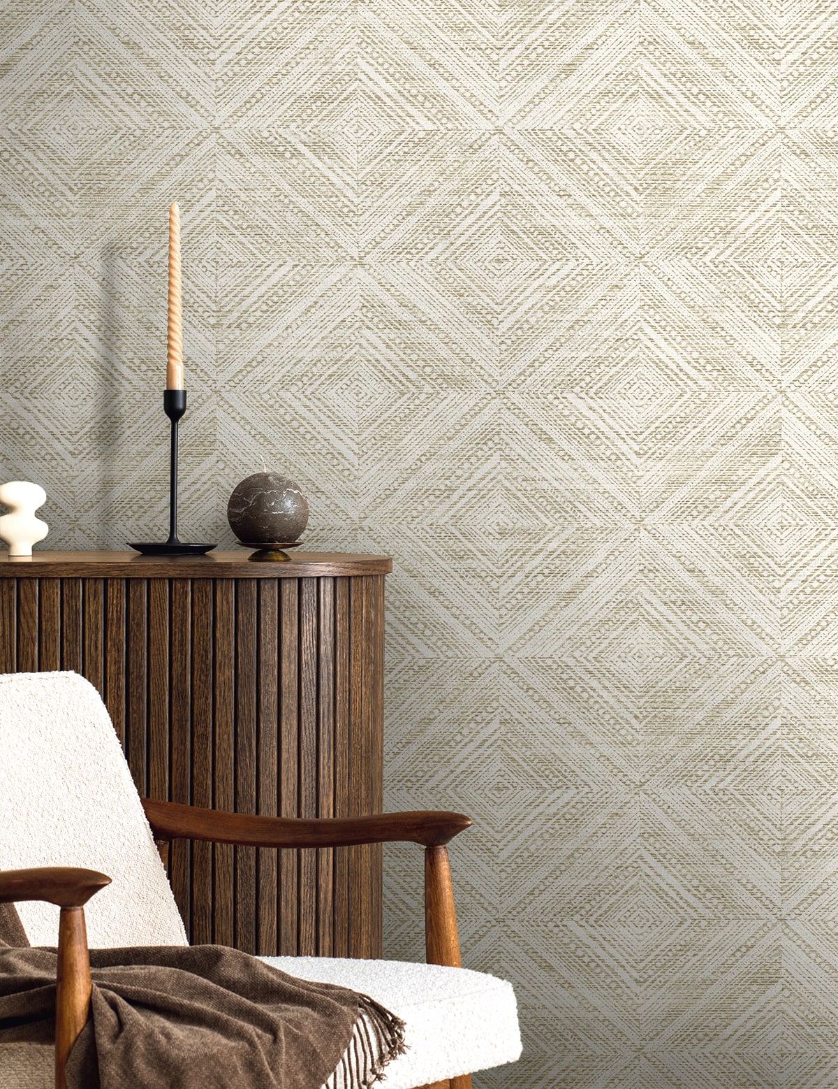 Fibers and Threads Leigh Diamond Geometric Nonwoven Unpasted Wallpaper