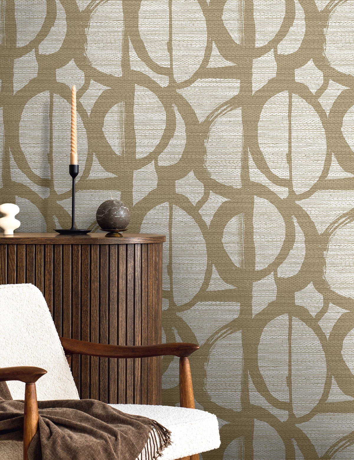 Fibers and Threads Pendelton Abstract Nonwoven Unpasted Wallpaper