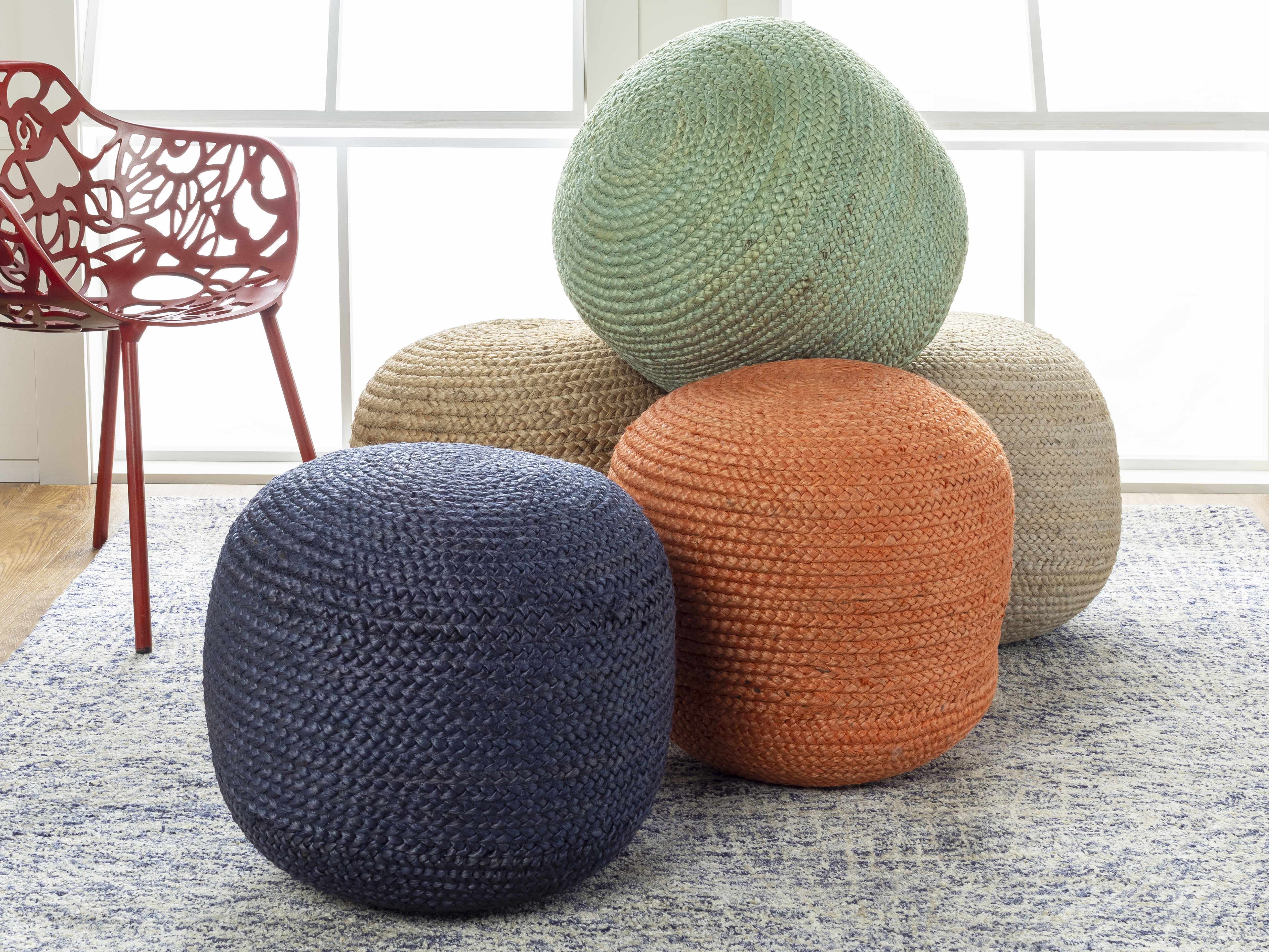 Kaumakani Knitted Jute Round Pouf