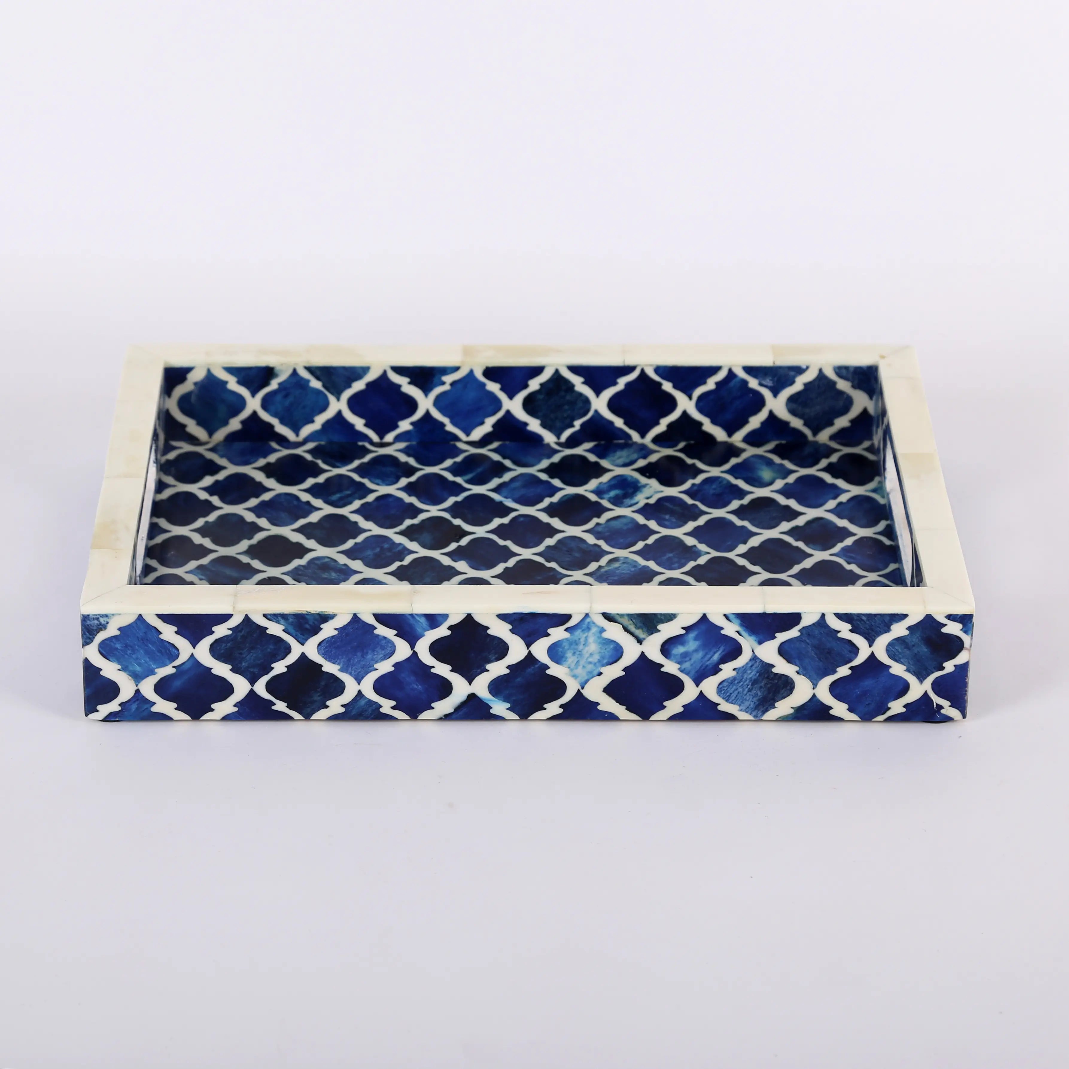 Decorative Moroccan Tray – Blue & White Design, Available in 3 Sizes