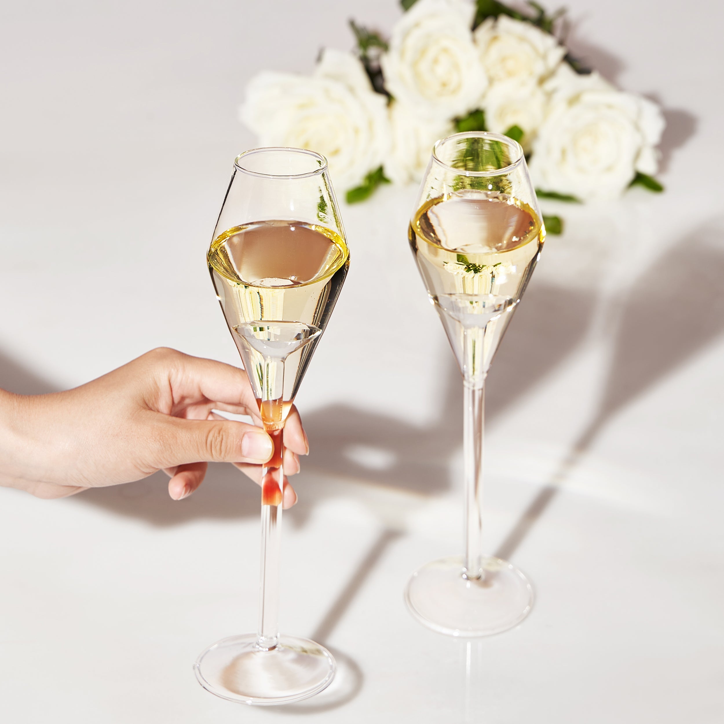 100 Carat Diamond Champagne Flutes Crystal Shaped Inside Wedding Toast Glass Set Of 2 7 Oz Cocktail