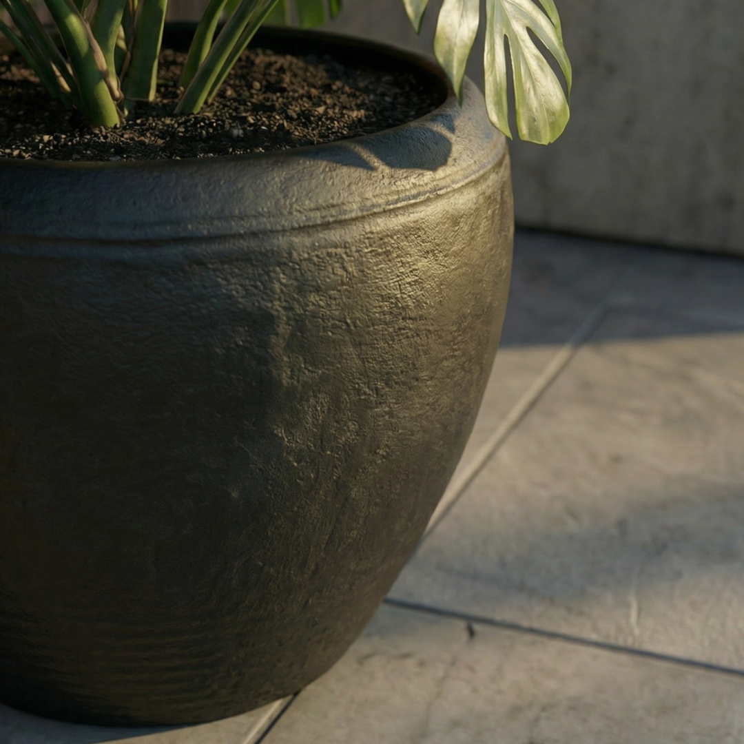 Titan XXL, Fiber Clay Pot, Hand-painted in Aged Black or Aged White, 28.3"D x 17"H