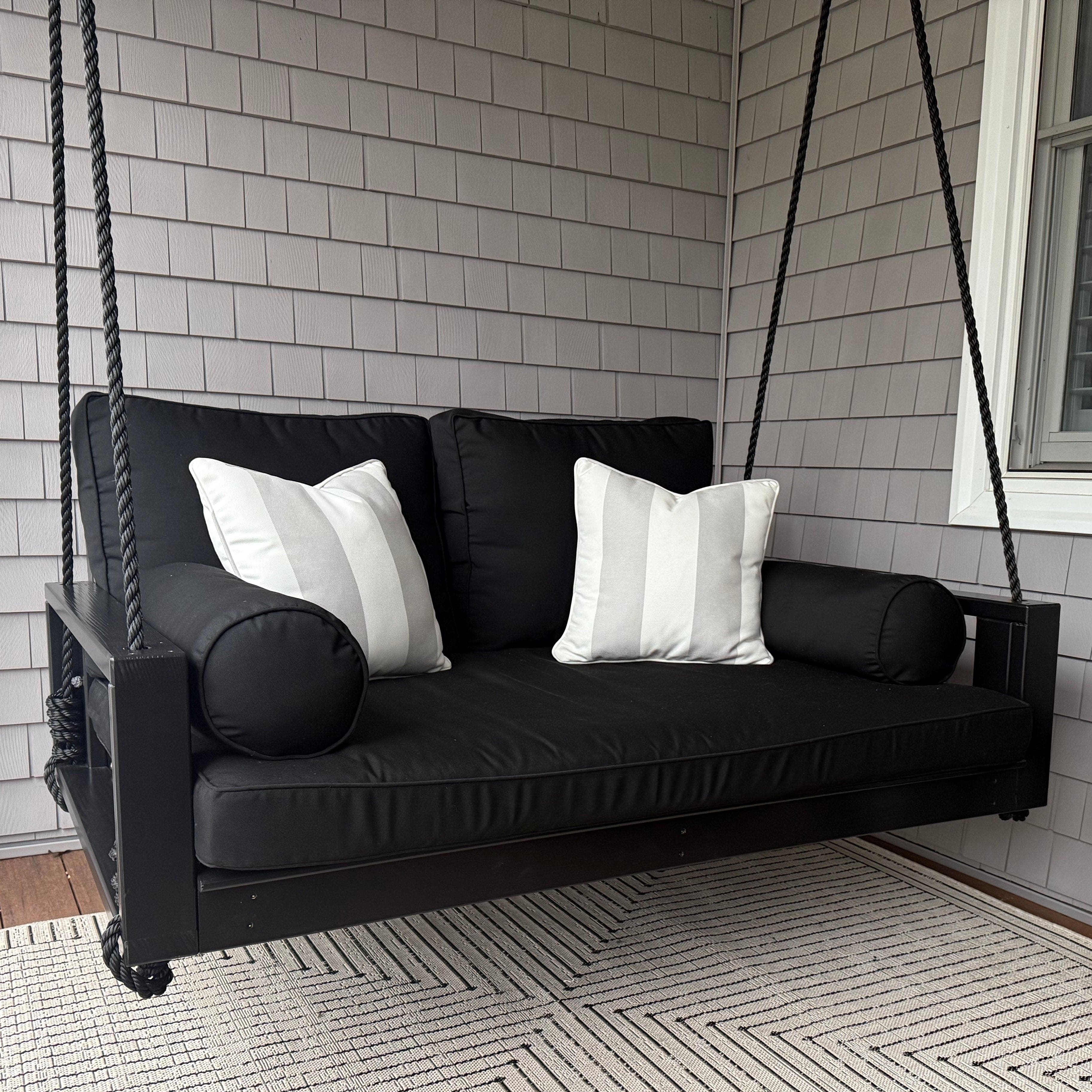 Amish Casual 5 Foot Uptown Porch Swing Bed in Tricorn Black Paint