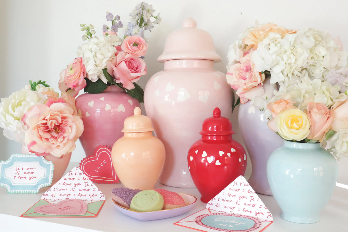 "Love is in the Air" Ginger Jars in Red