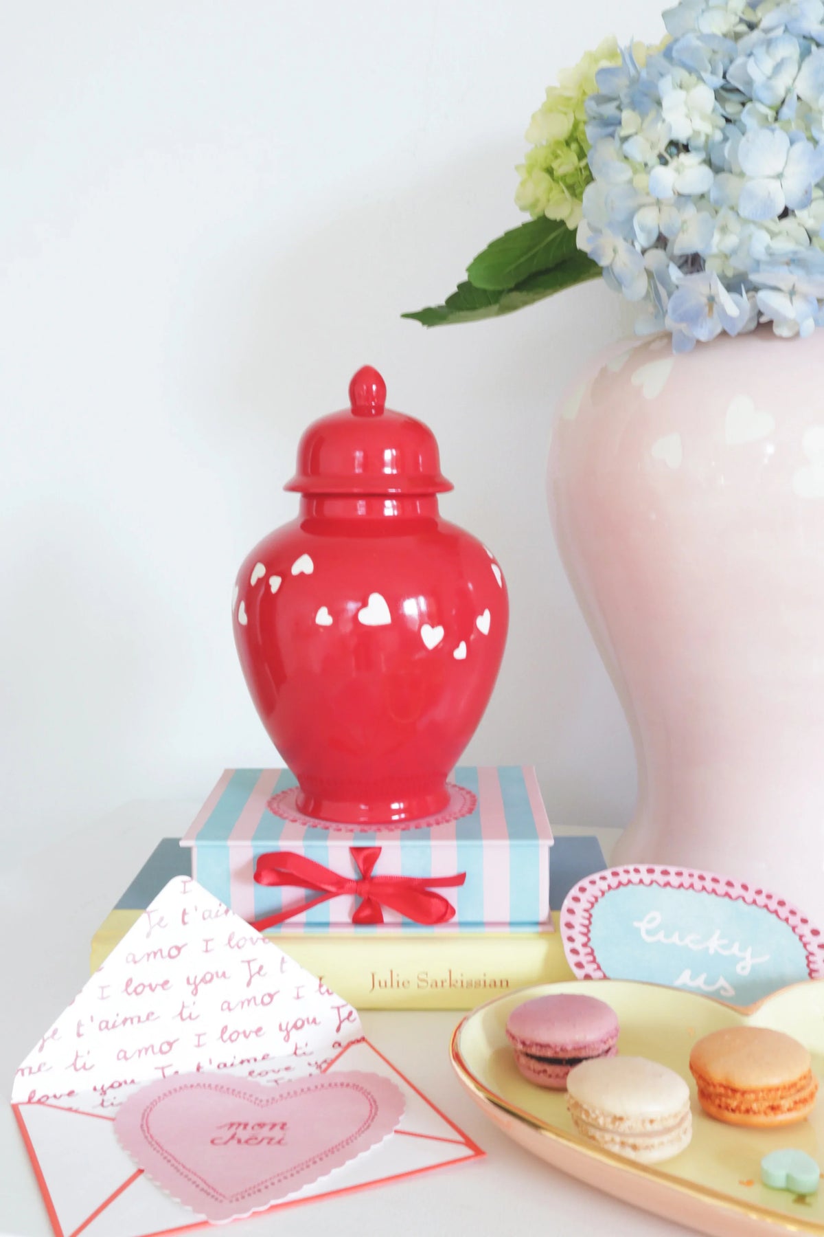 "Love is in the Air" Ginger Jars in Red