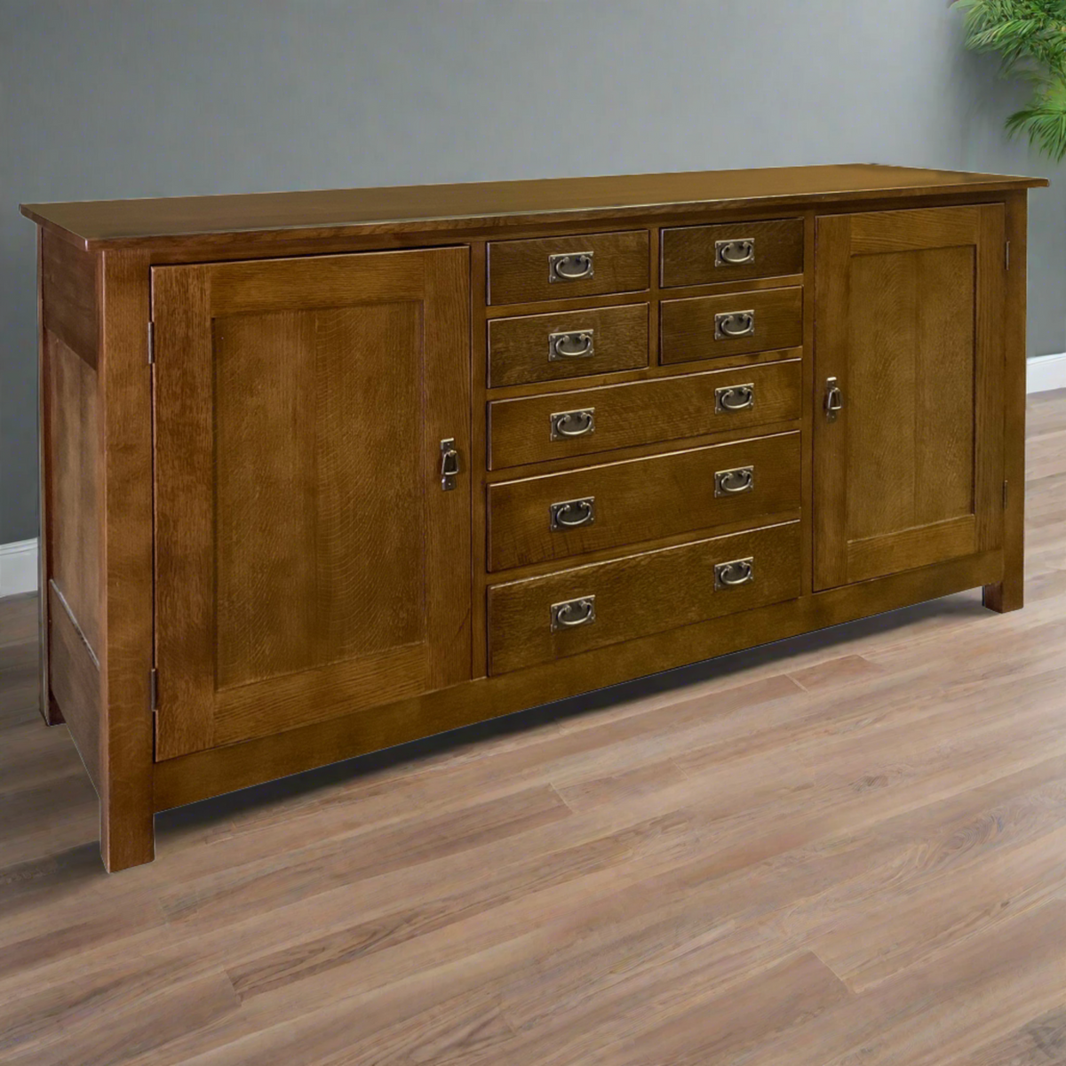 Mission 7 Drawer Sideboard with 2 Doors - Walnut (AW) - 82"