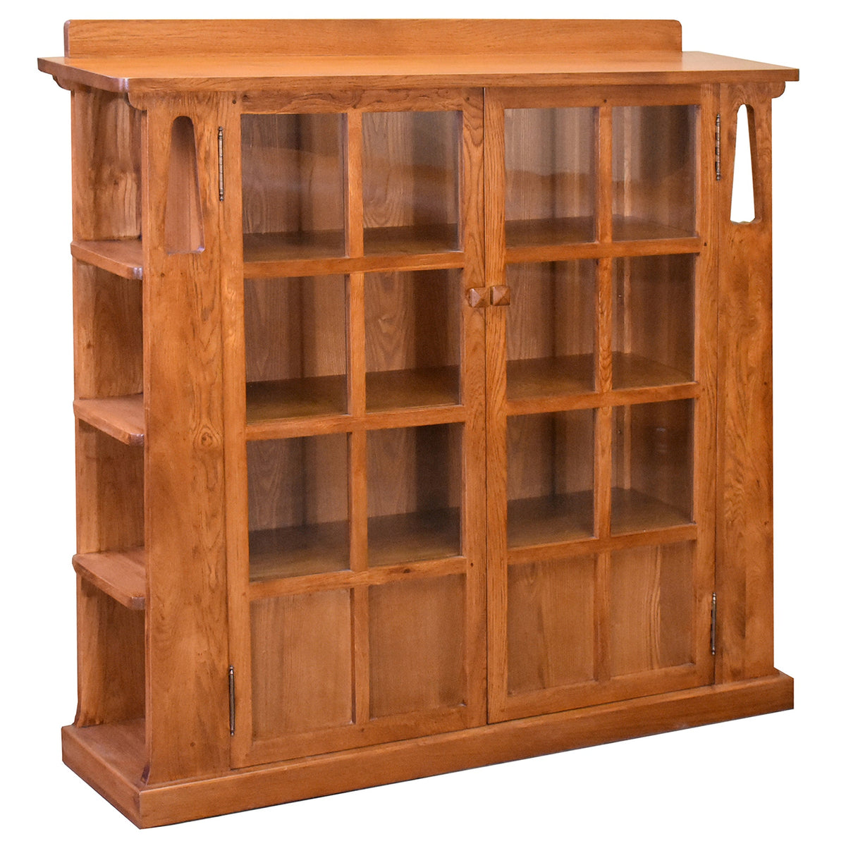 Mission Double Door Bookcase with Side Shelves - Michael's Cherry