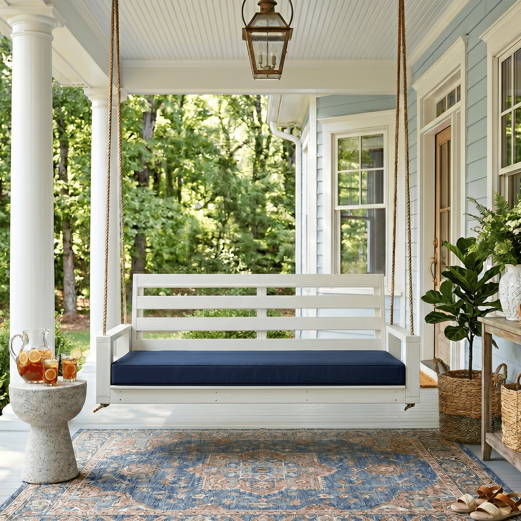 Amish Casual Waterford Hanging Bed Swing for Porch, 4 Ft Dark Walnut