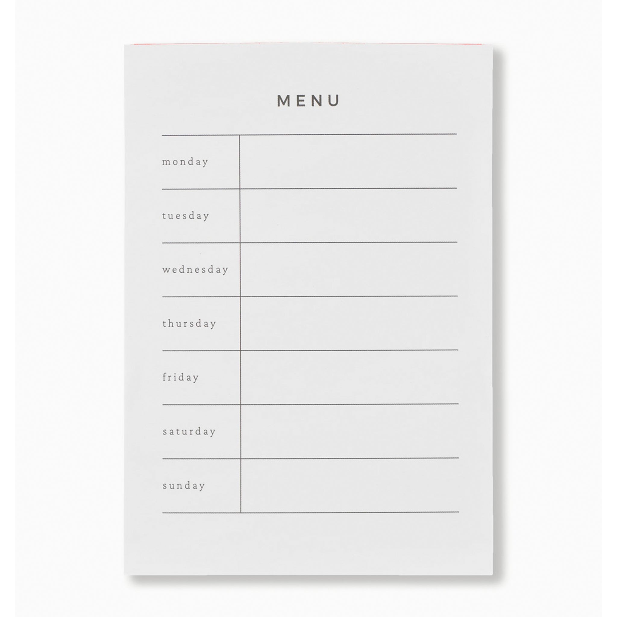 Weekly Menu Pad Refill