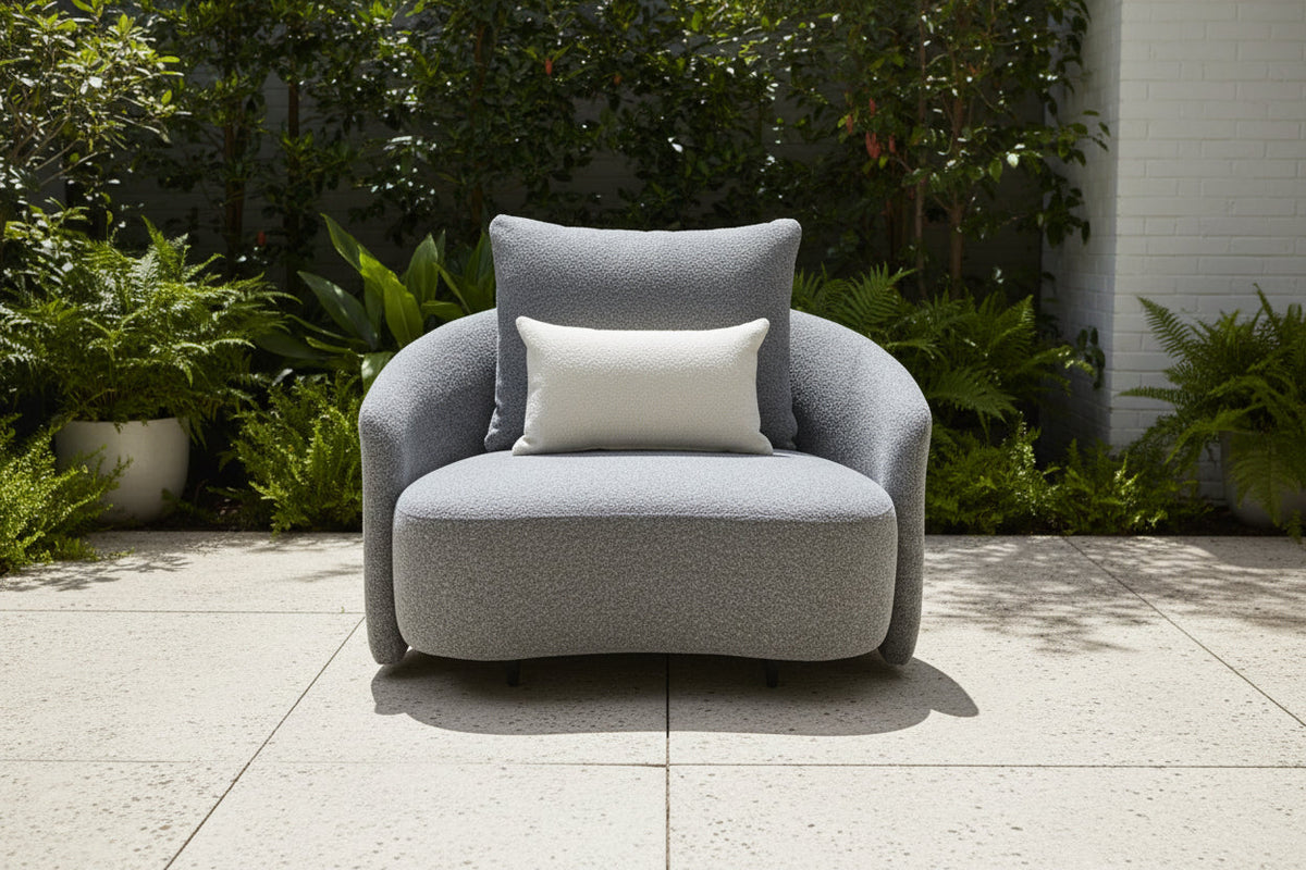 Serene Outdoor Modern Armchair Grey Bouclé - Gray Fabric