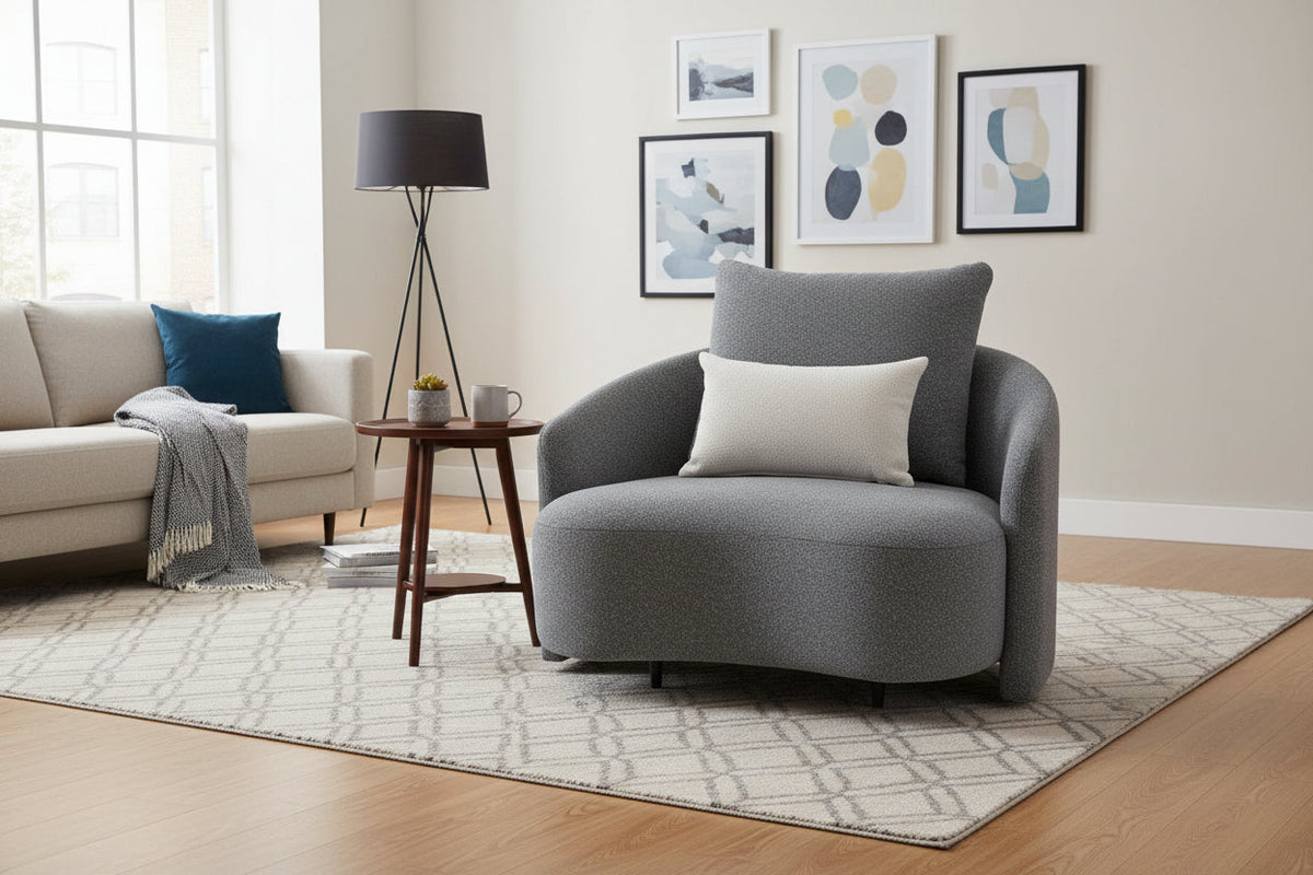 Serene Outdoor Modern Armchair Grey Bouclé - Gray Fabric