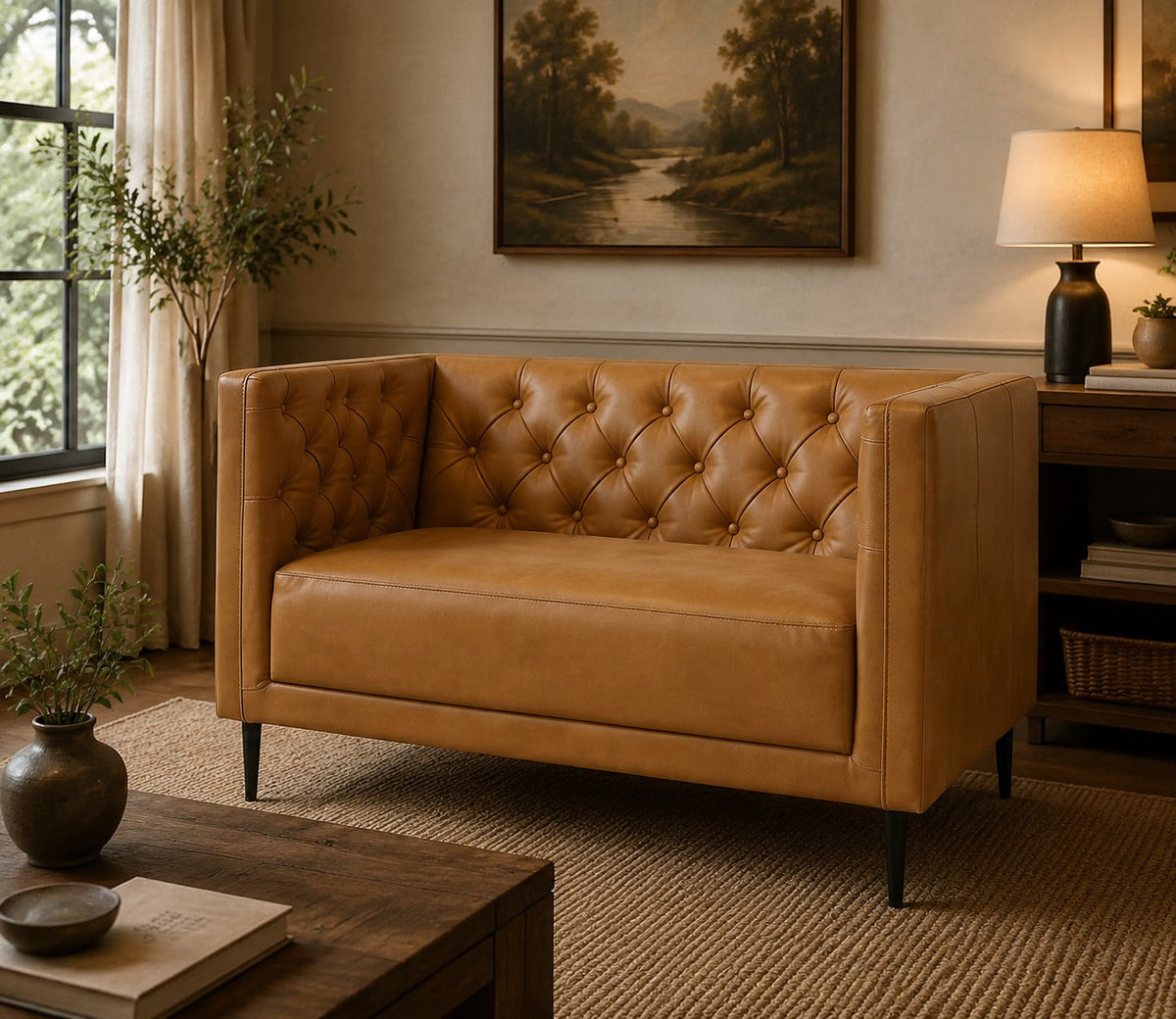 Lucius Top Grain Leather 1.5 Arm Chair - Tan