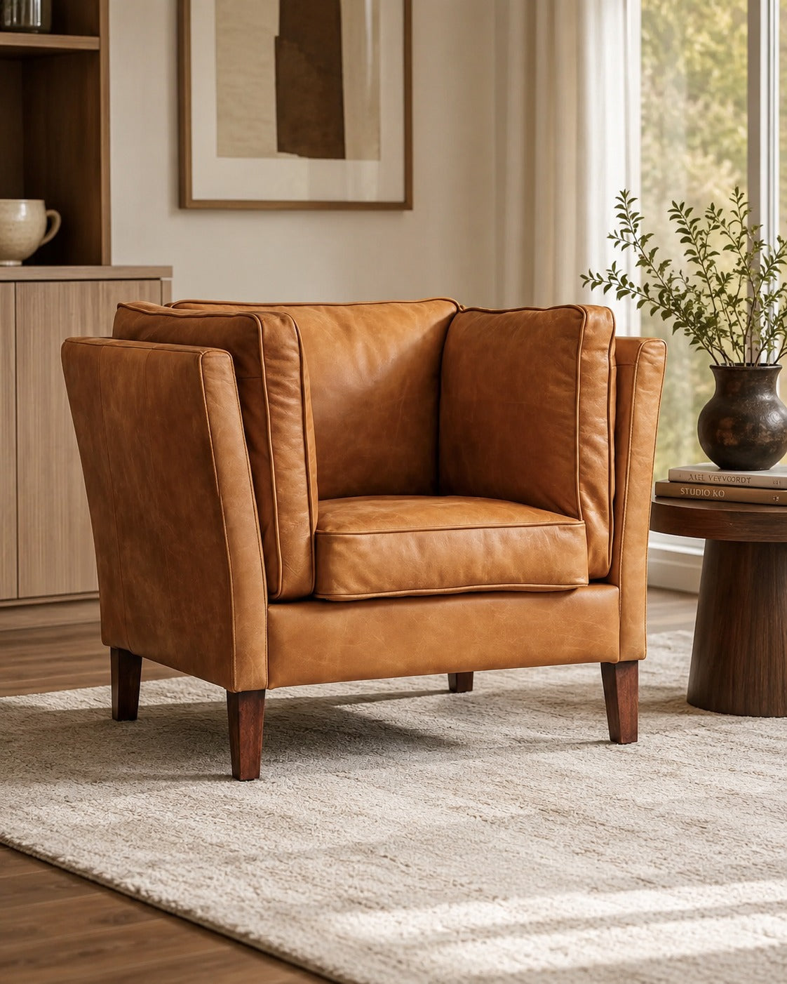 Kenmore Leather Arm Chair - Light Brown