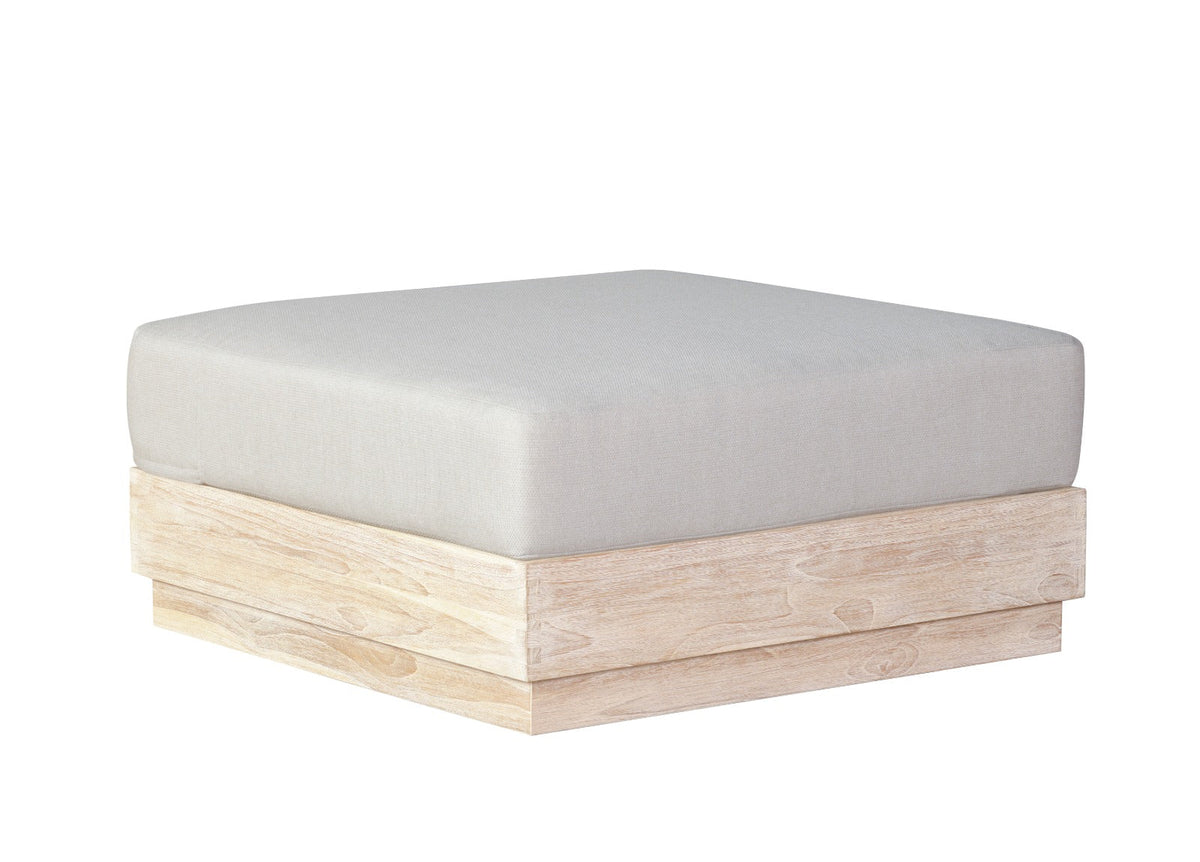 Imperial Grove Outdoor Solid Teak Wood, Natural Look Ottoman Upholstered Cushion