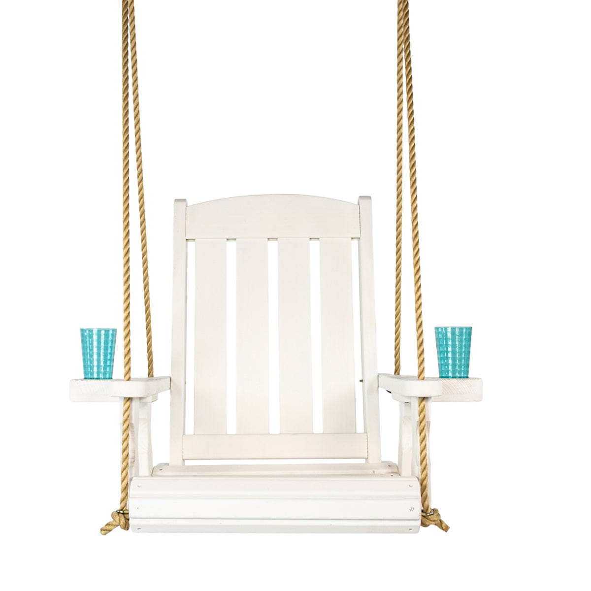 Amish Casual Heavy Duty Outdoor Wood Swing Chair in White Stain