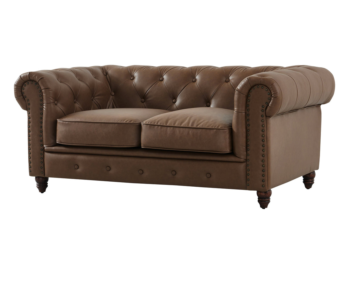 Cornelia Modern Contemporary Eco Leather Love Seat - Brown