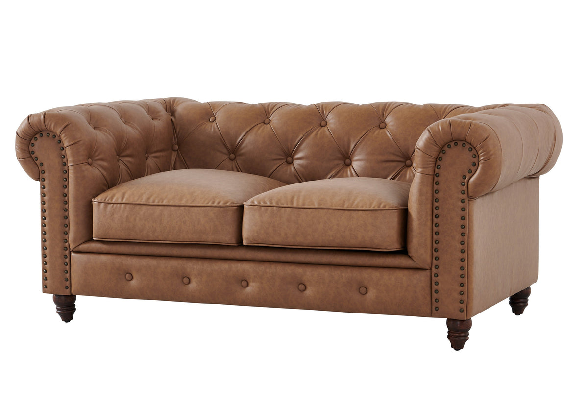 Cornelia Modern Contemporary Eco Leather Love Seat - Light Brown
