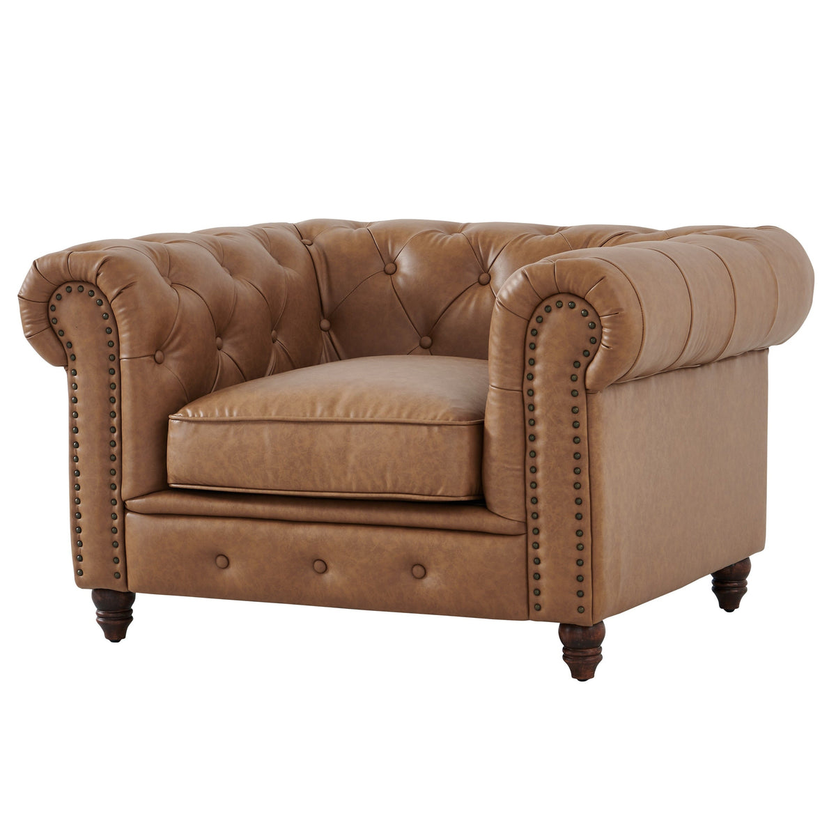 Cornelia Modern Contemporary Eco Leather Arm Chair - Light Brown