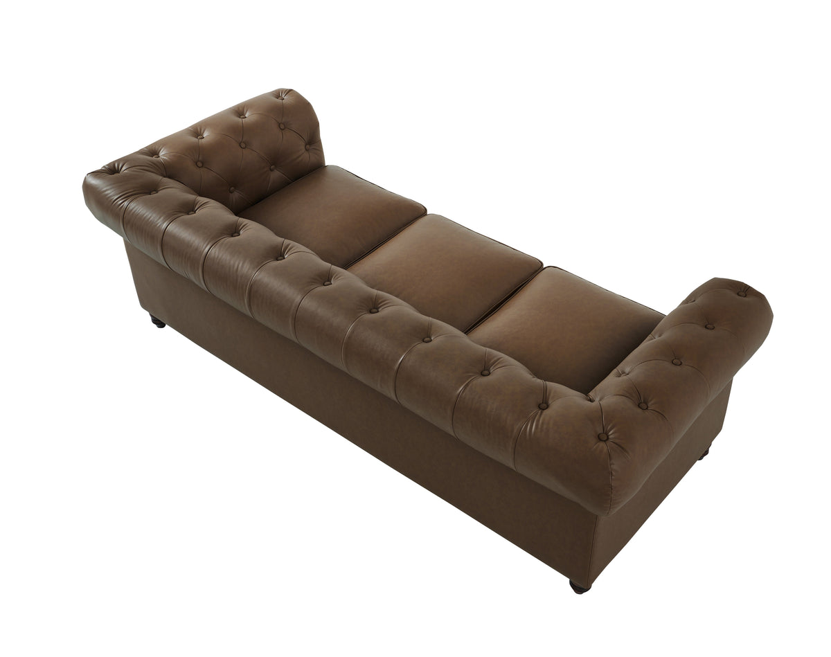 Cornelia Modern Contemporary Eco Leather Sofa - Brown