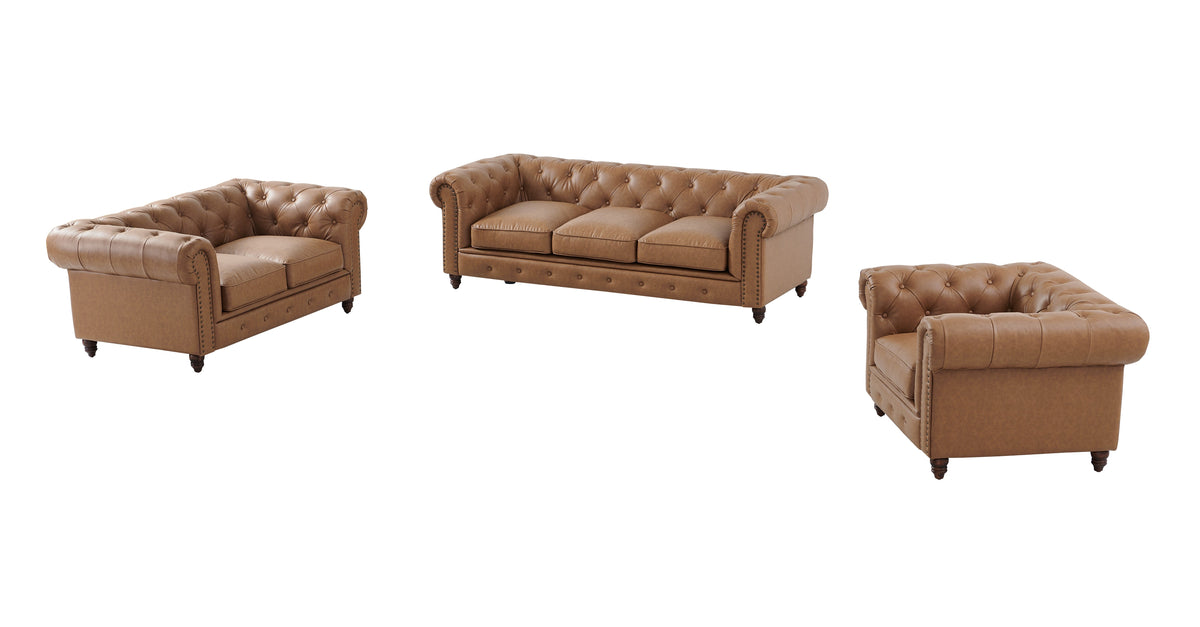 Cornelia Modern Contemporary Eco Leather Love Seat - Light Brown