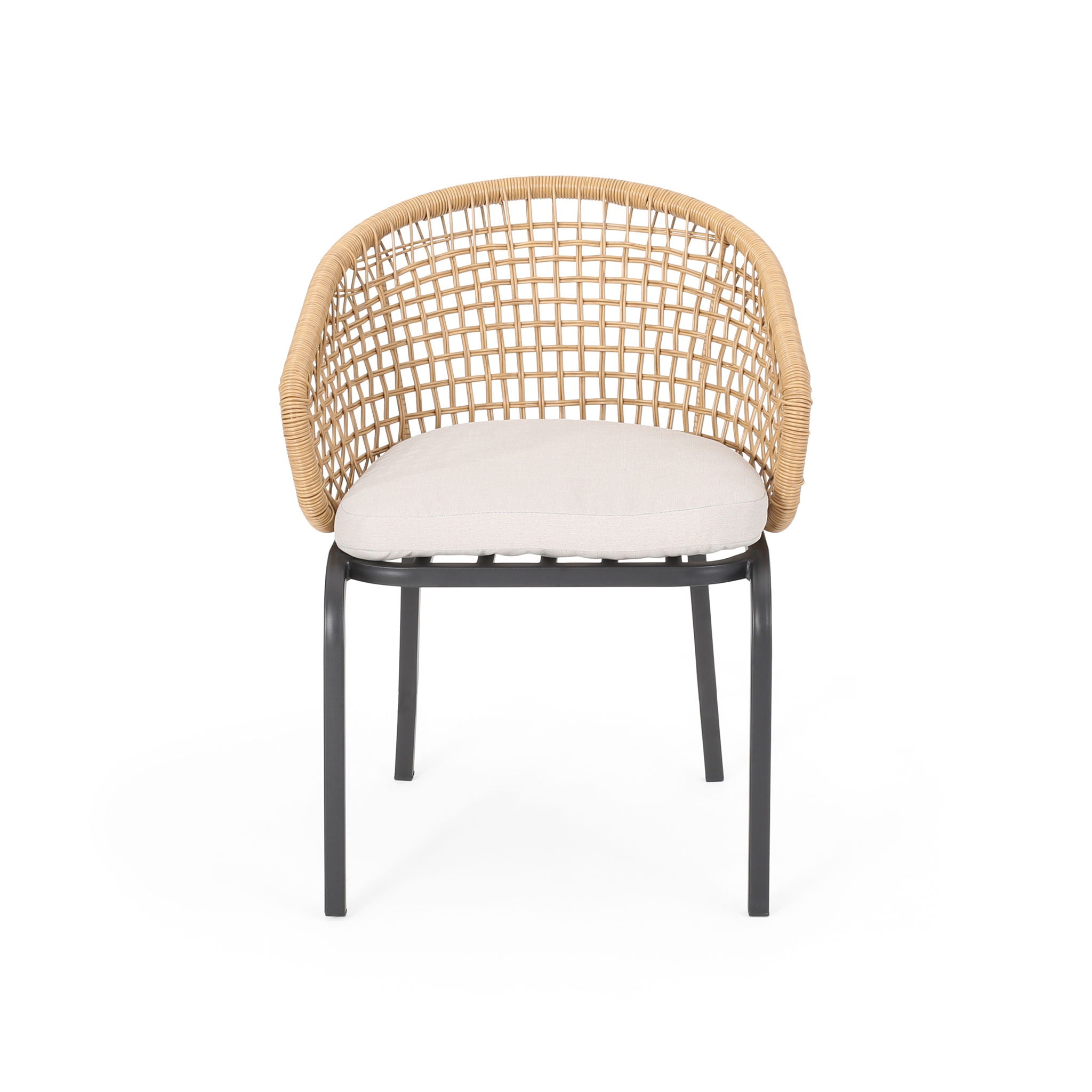 Outdoor Wicker Chair with Powder Coated Iron Legs
