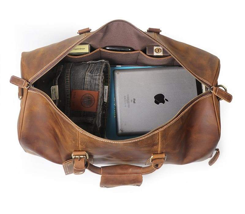 Large Leather Duffle Bag: Brown