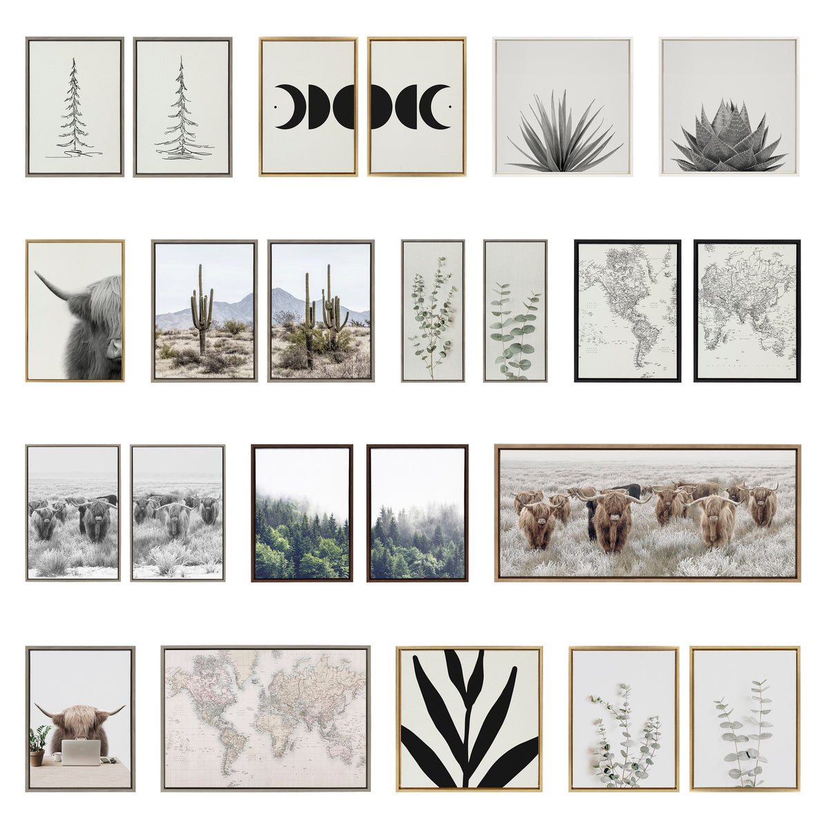 Sylvie Western Cowboy Horseback Ranch Abstract Neutral 1 Framed Canvas by The Creative Bunch Studio