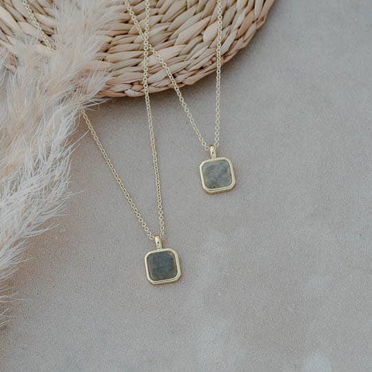 Florence Square Necklace-Labradorite