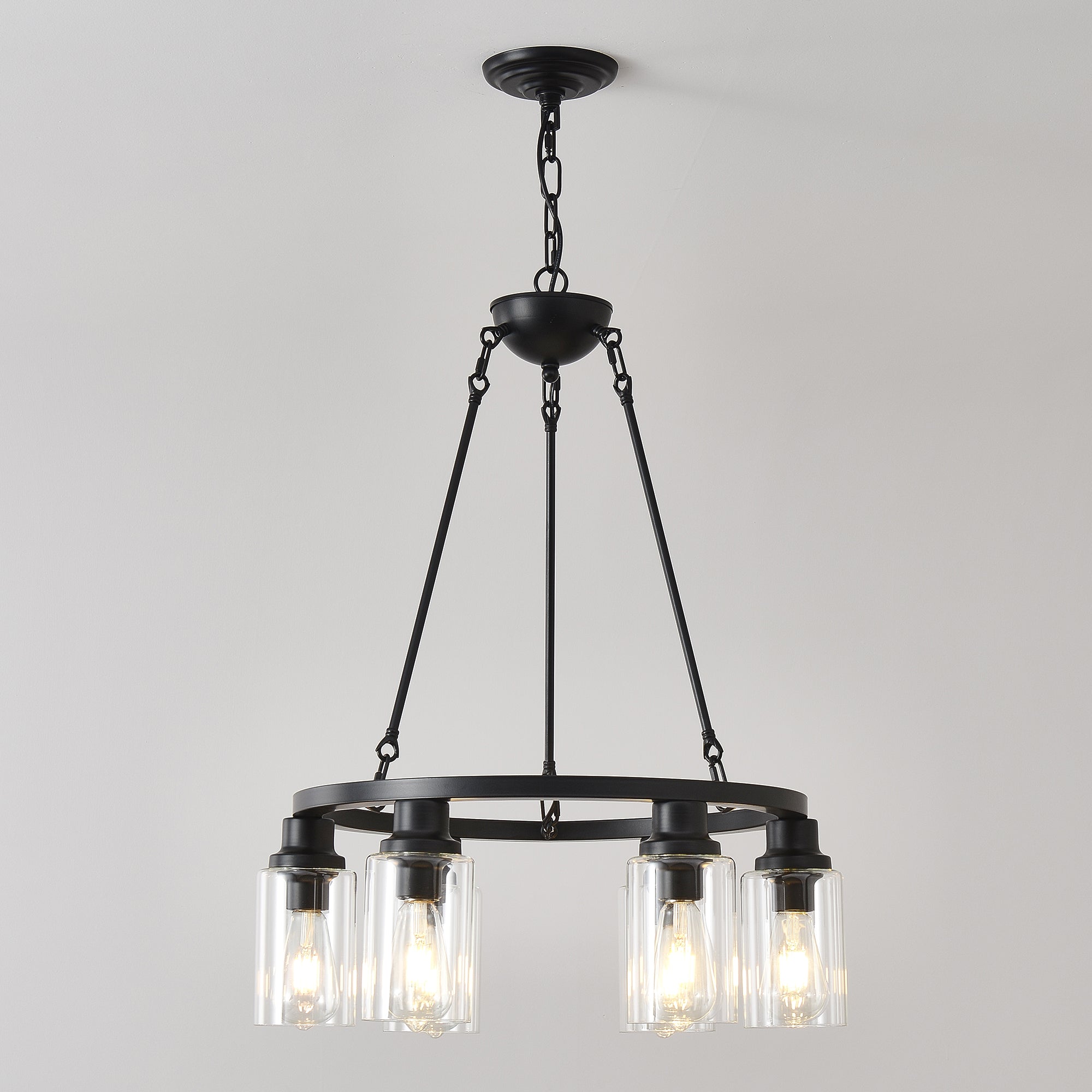 6-Light Black Wagon Wheel Chandelier