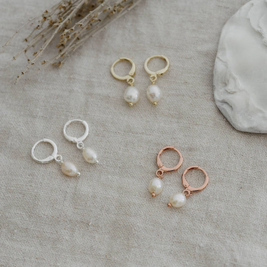 Bitsy Hoops-White Pearl