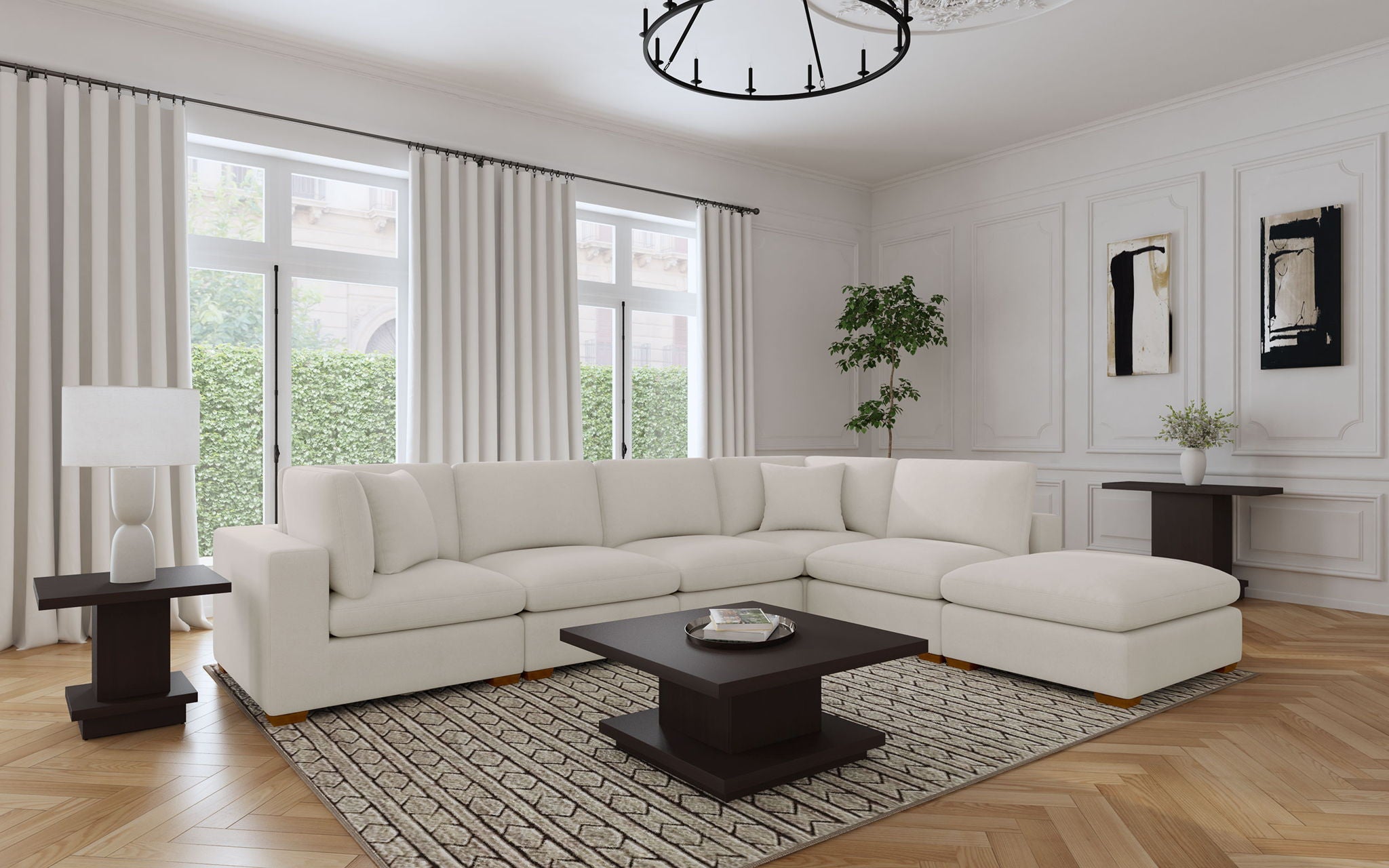 Lakeview 6-piece Upholstered Modular Sectional Sofa Ivory