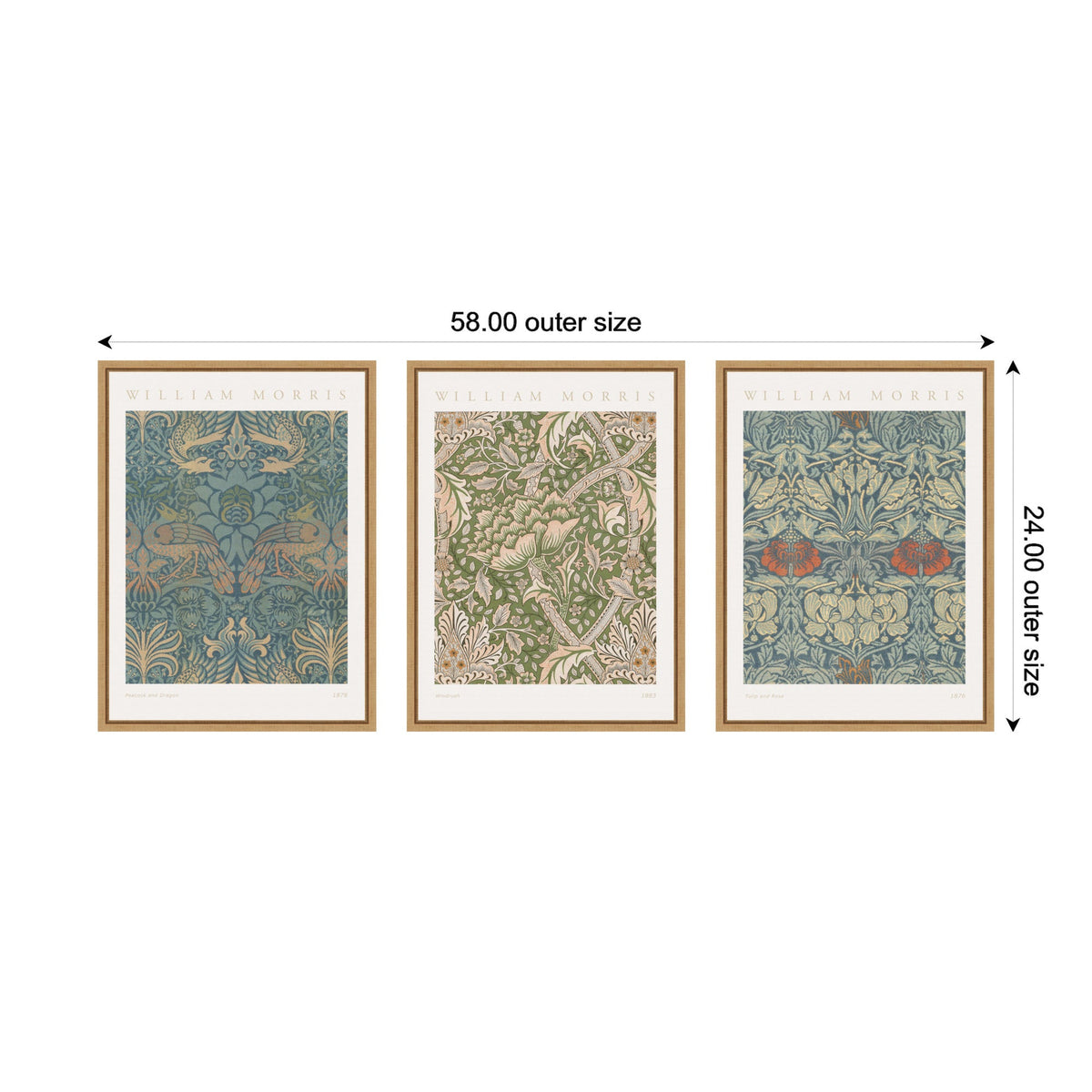 Sylvie William Morris Posters - 3 Piece Framed Canvas Art Set by The Art Institute of Chicago