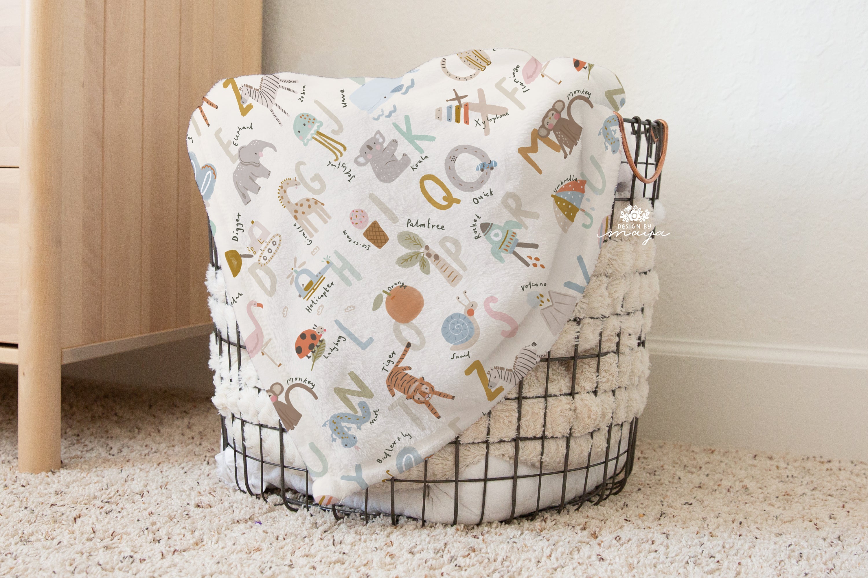 Baby Animals Alphabet - Vintage Baby Blanket
