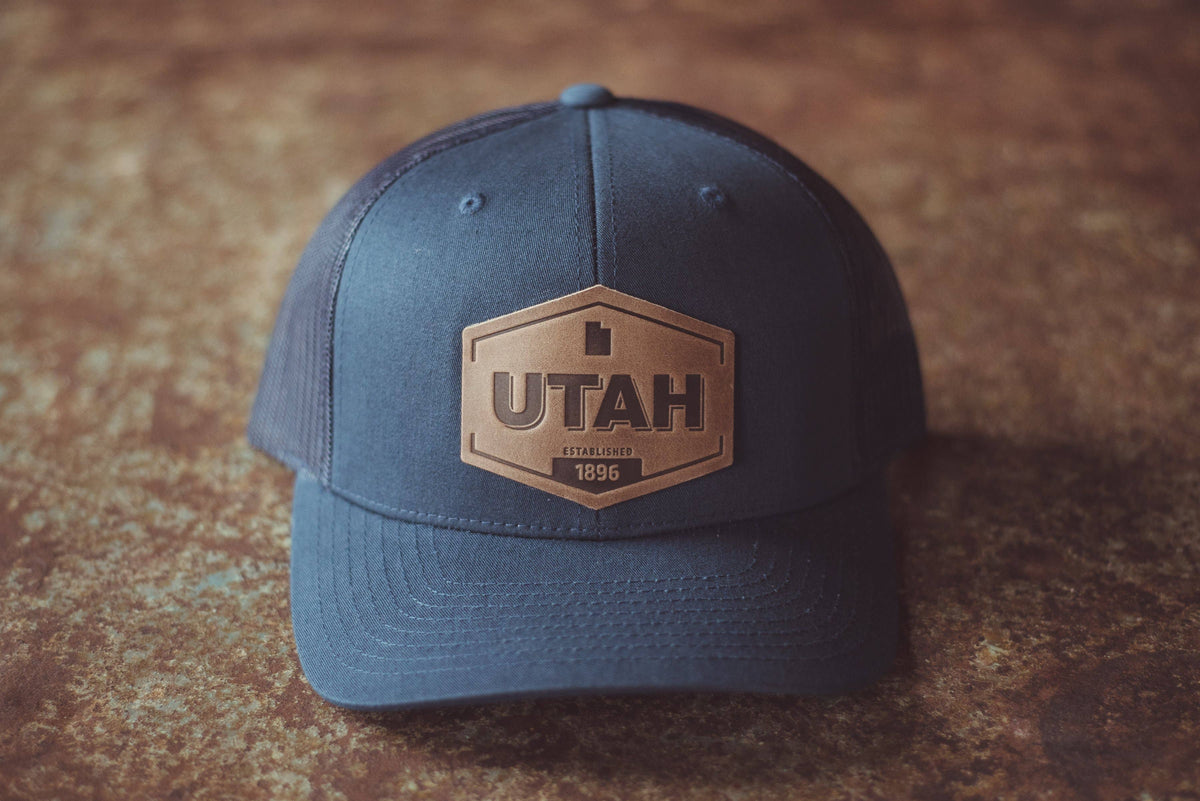 Utah Established Hat | Leather Patch Trucker Hat