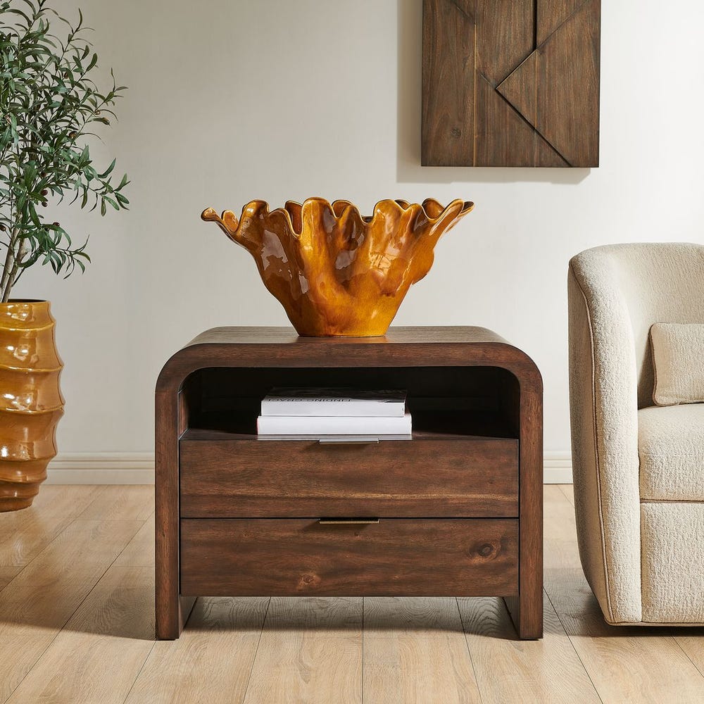 Hargrove Curved Walnut Accent Side Table