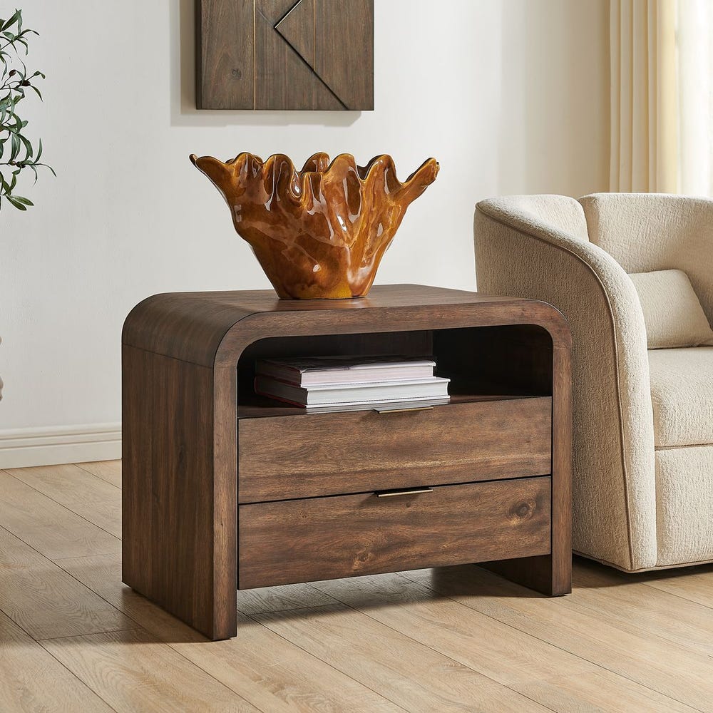 Hargrove Curved Walnut Accent Side Table
