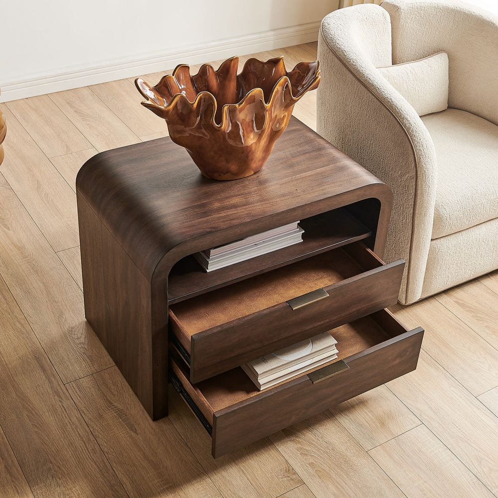 Hargrove Curved Walnut Accent Side Table