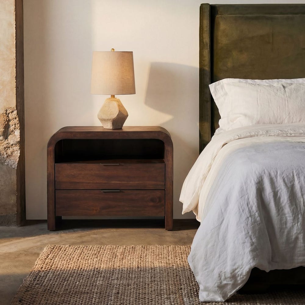 Hargrove Curved Walnut Accent Side Table