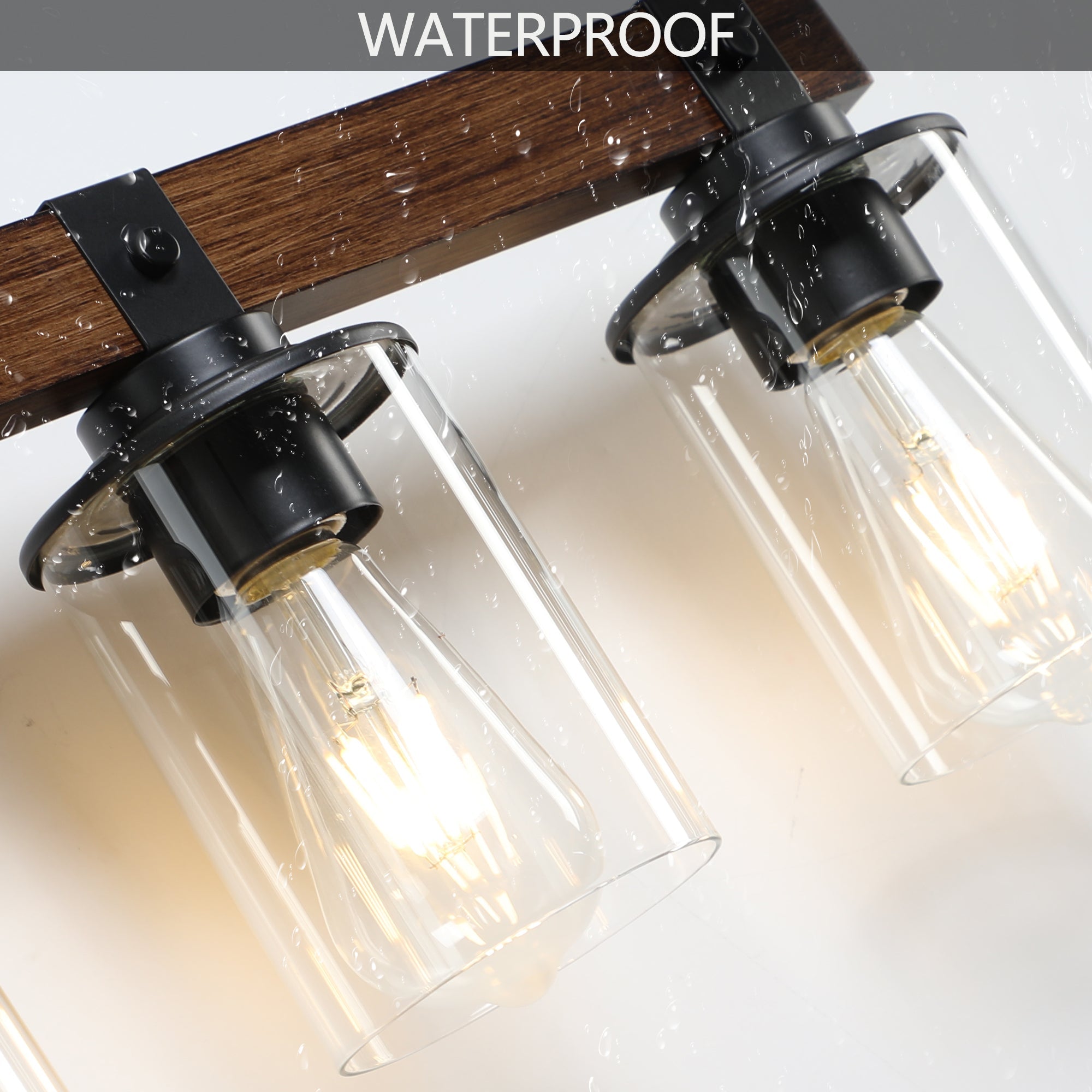 42" Rustic 6-Light Wall Sconce with Glass and Wood Accent