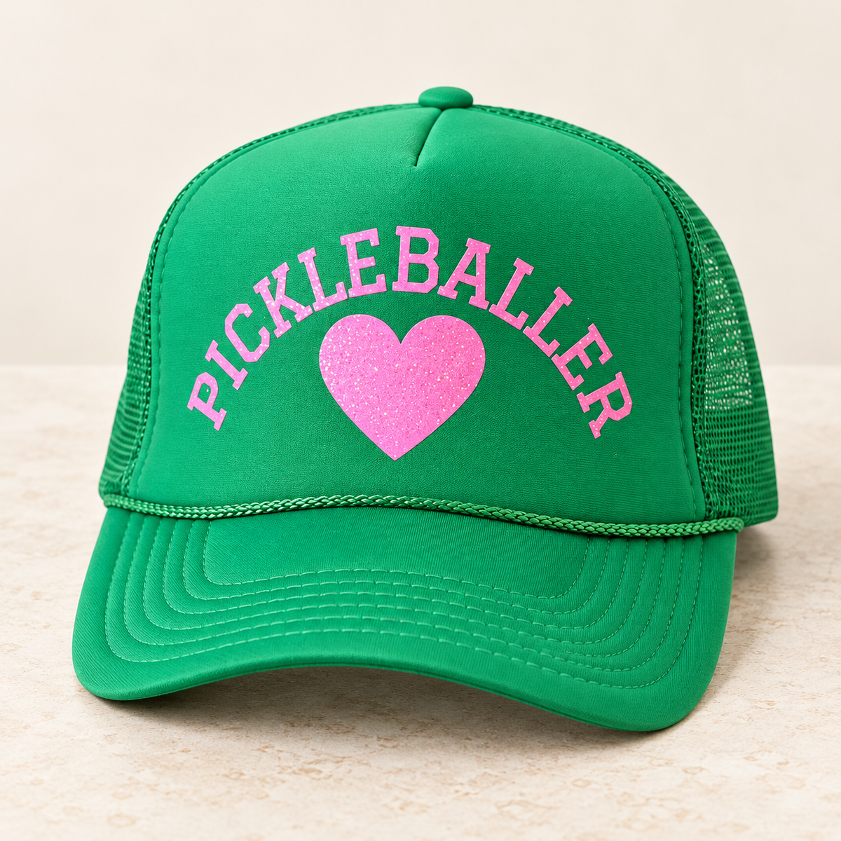 Pickleballer - Kelly Green Trucker — studio product photo