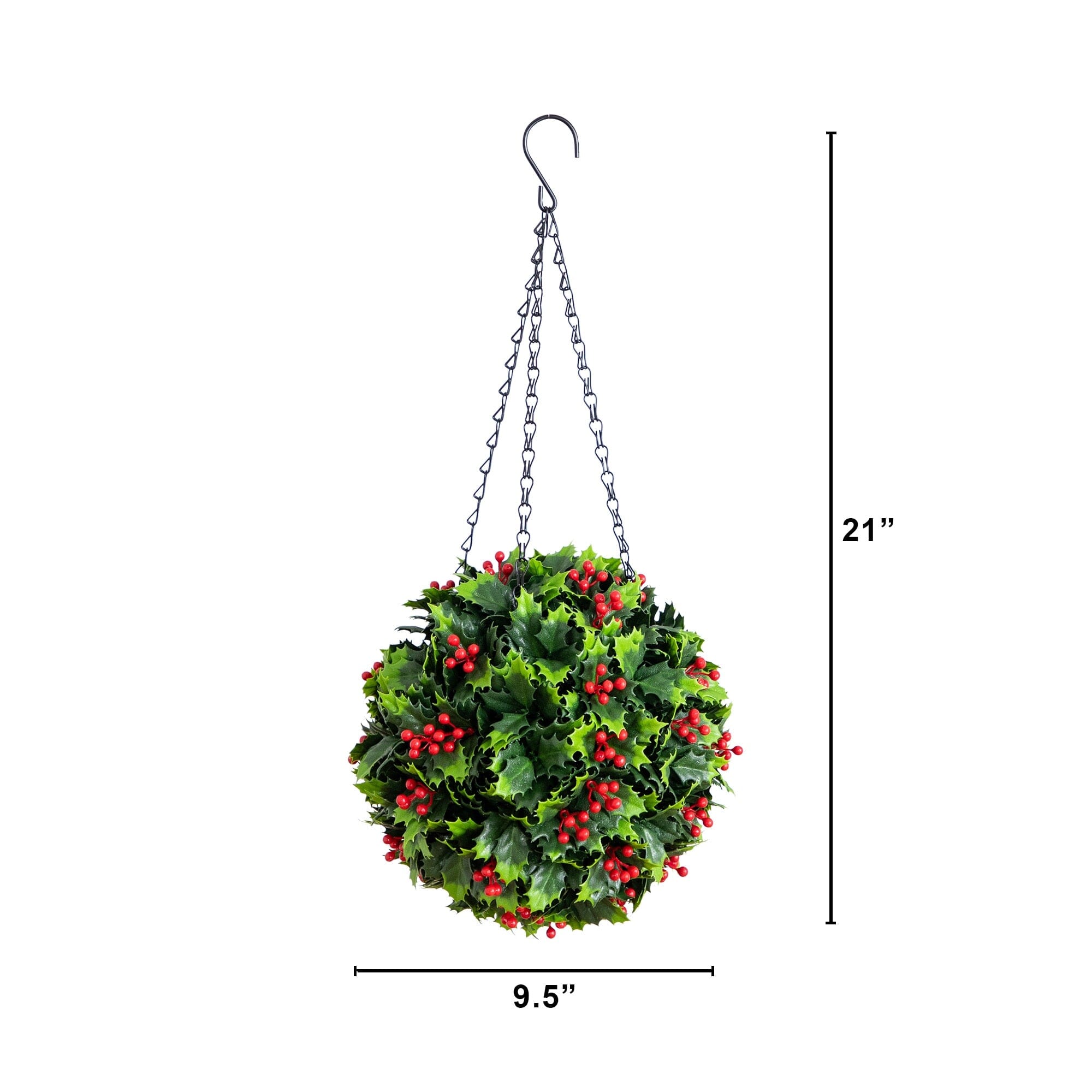 21” UV Resistant Artificial Holly Berry Christmas Hanging Ball (Indoor/Outdoor)