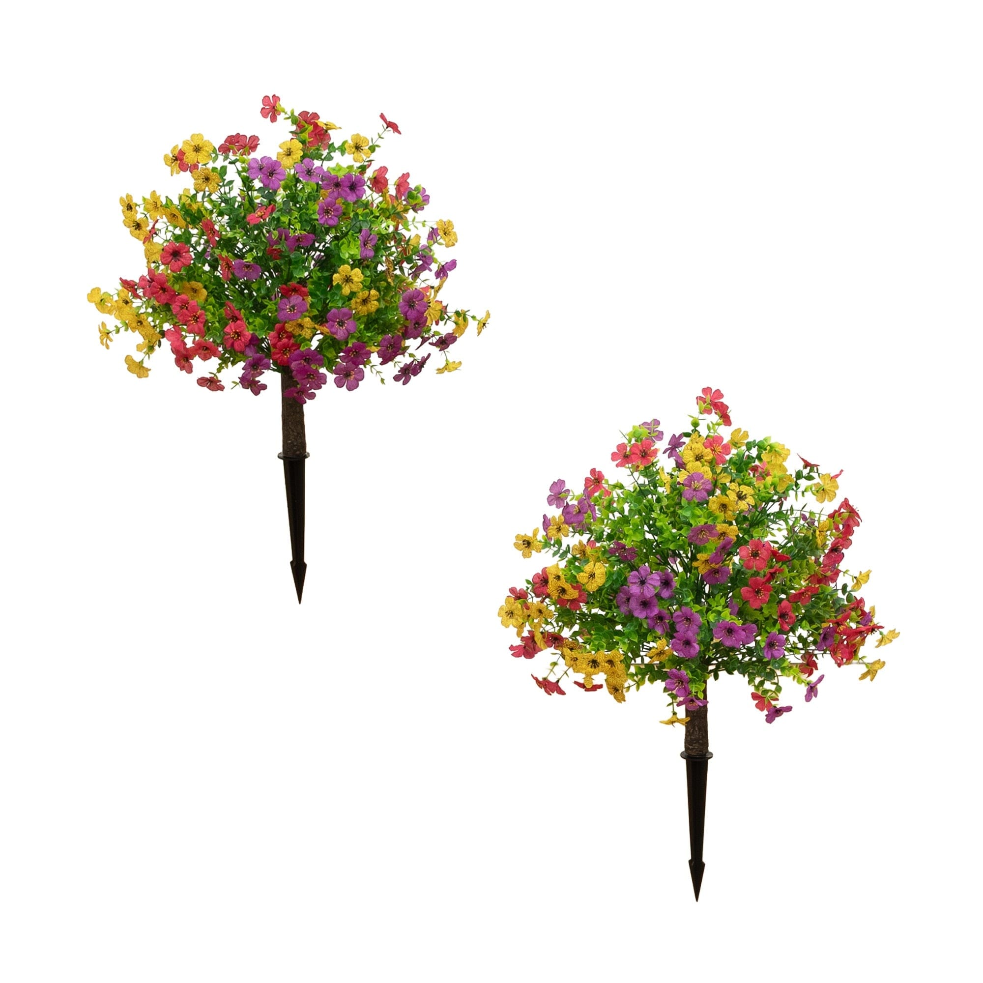 23"UV Artificial Daisy Flowering Plant with Integrated Stake (Indoor/Outdoor) - Set of 2